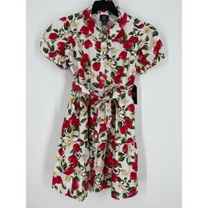 NEW Zac Kids by Zac Posen Floral Short Sleeve Collared Girls Dress in M